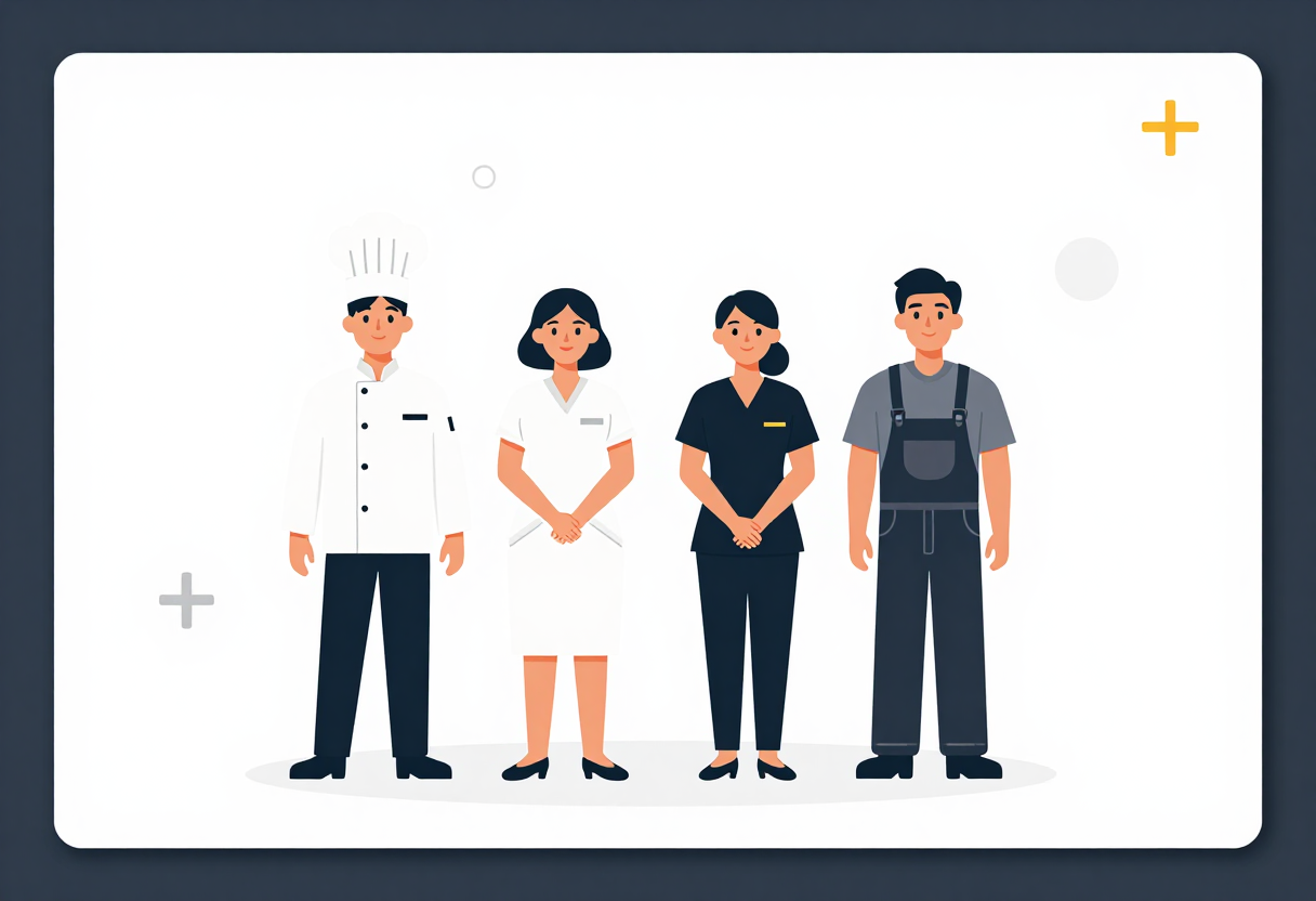Élèves de lycée professionnel et CFA en tenue de travail